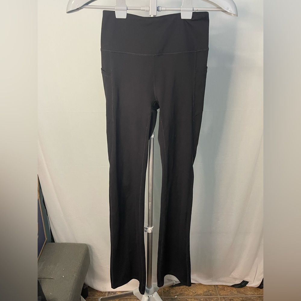 Gaiam Yoga Pants Womens XS Black High Rise Straight Leg Side Pockets Activewear